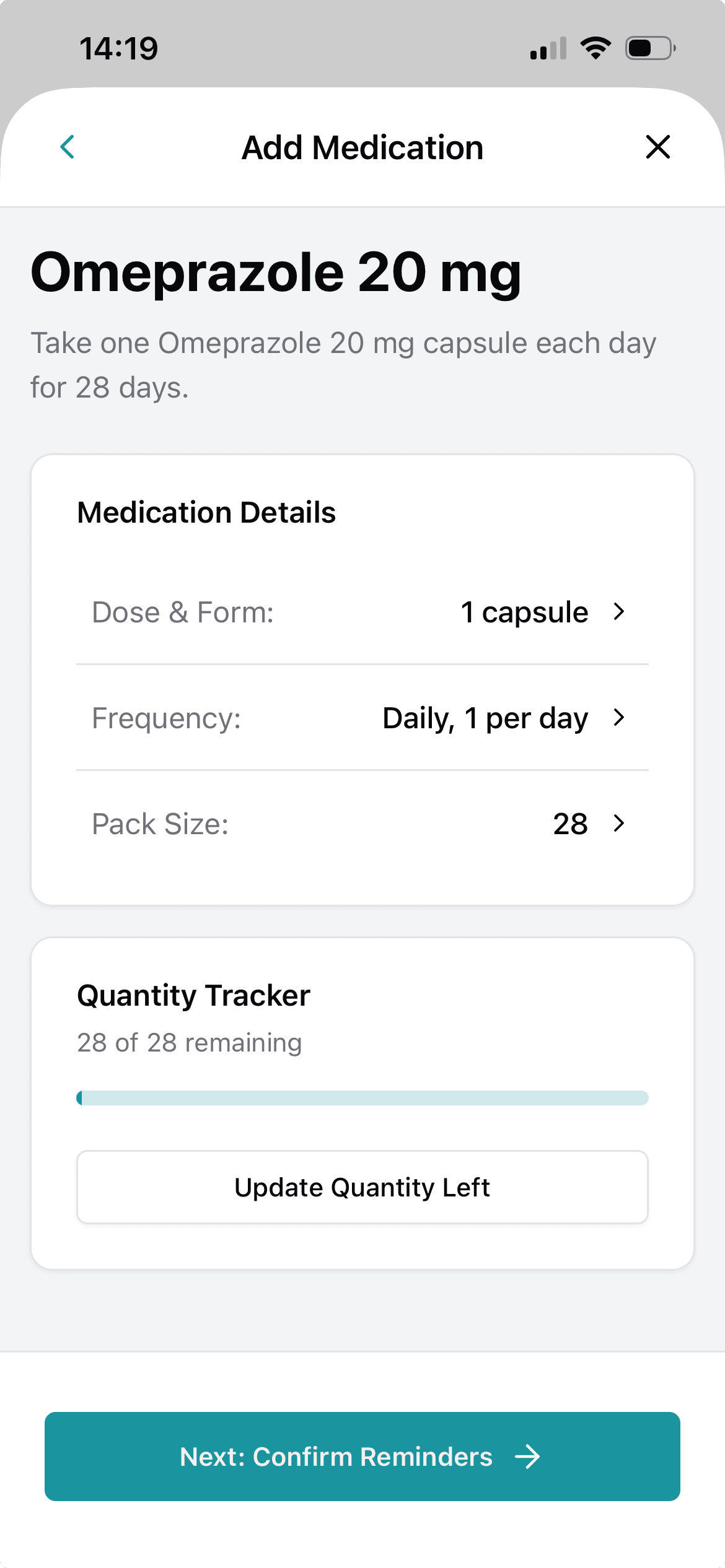 Medications list now showing three medications after scanning the new label