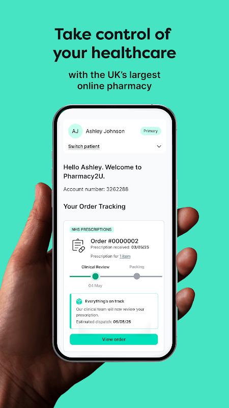 Pharmacy2U app home screen